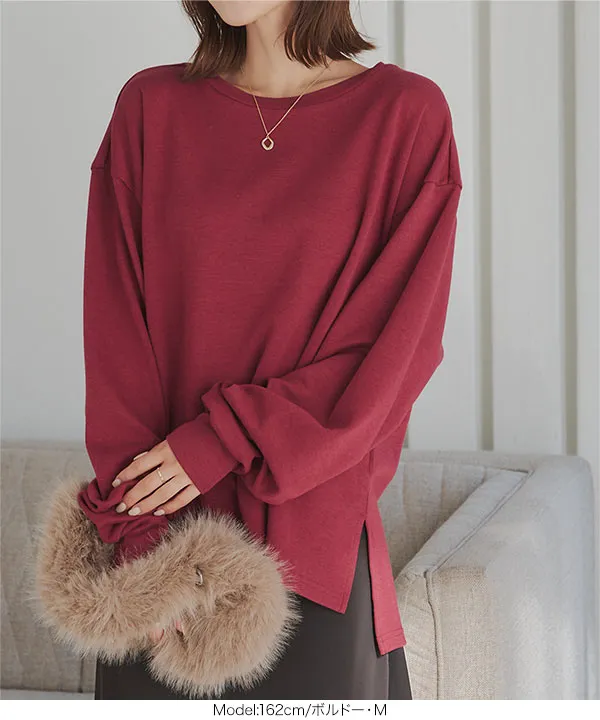 [選べるサイズ M/L/XL ] コットンブレンドあったかオーバーT [C7313] 　