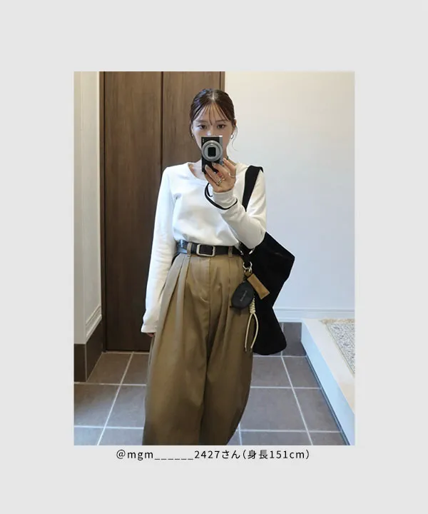[ M L XL 選べるサイズ ] 深Uネック細リブ長袖Tシャツ [C7316]| 特別価格&送料無料 ~10/26(月)12:00まで