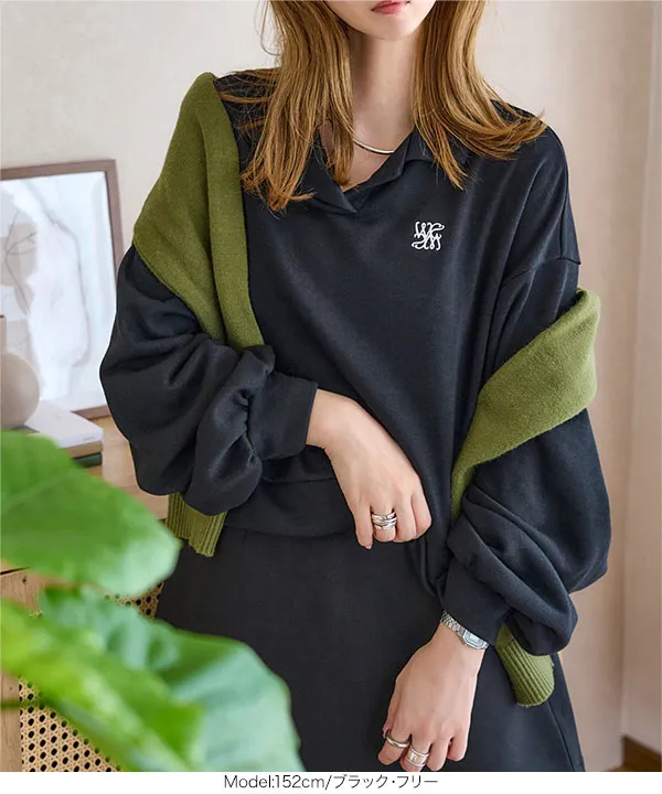刺繍ロゴスウェットトップス [C7330] - レディースファッション