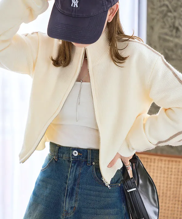 ラインスリーブジップニットブルゾン [C7331] | SALE