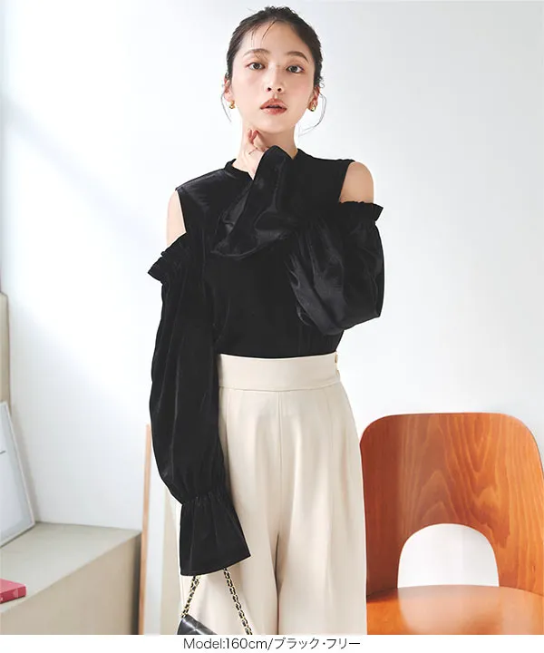 ショルダーカットベロアトップス [C7332] | SALE!! - レディース 