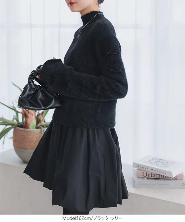 リボンスリーブシャギーニットトップス [C7345] | SALE！ | トップス