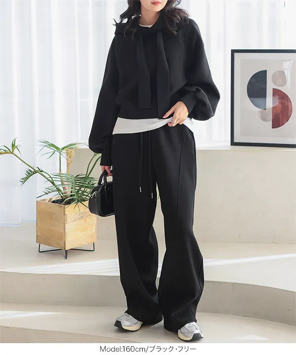 チェーンステッチクロップドフーディトップス [C7355] - レディース