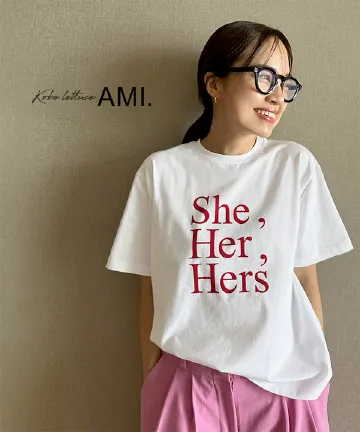 [ 春名亜美さんコラボ ]選べるロゴプリントカットソー [C7359]