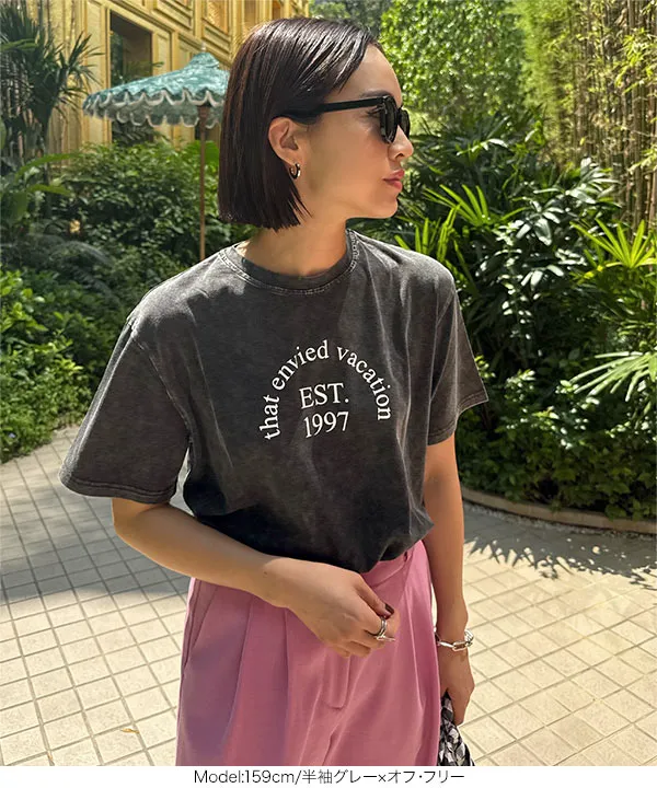 [ 春名亜美さんコラボ ]選べるロゴプリントカットソー [C7359]