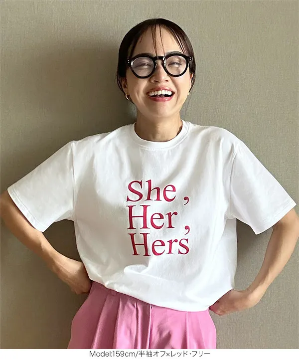 [ 春名亜美さんコラボ ]選べるロゴプリントカットソー [C7359]