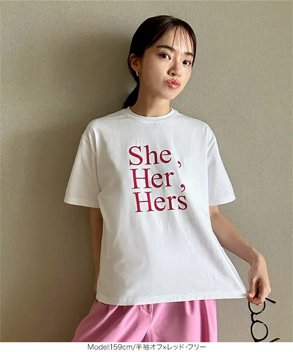 春名亜美さんコラボ ]選べるロゴプリントカットソー [C7359