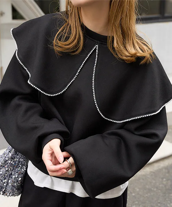 ダイバー素材パールカラートップス [C7404] - レディースファッション