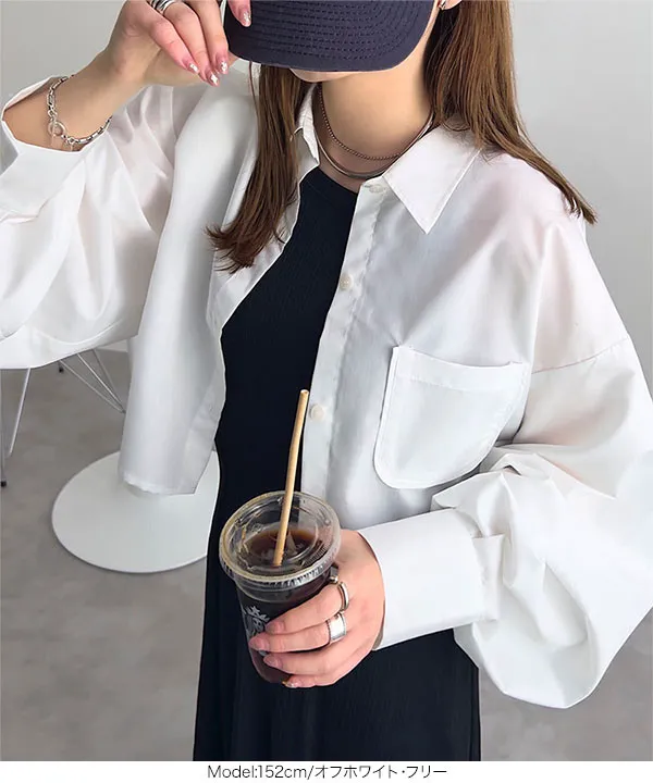 パイピングポケットショート丈シャツ [C7425] - レディース