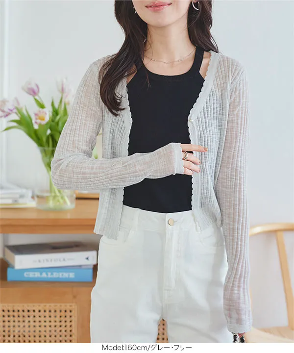 シアーリブニットカーディガン [C7429] - レディース