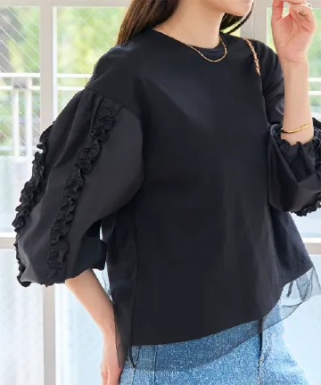 チュール重ねフリルブラウス PICCIN（ピッチン）の「チュール重ねフリルブラウス（シャツ