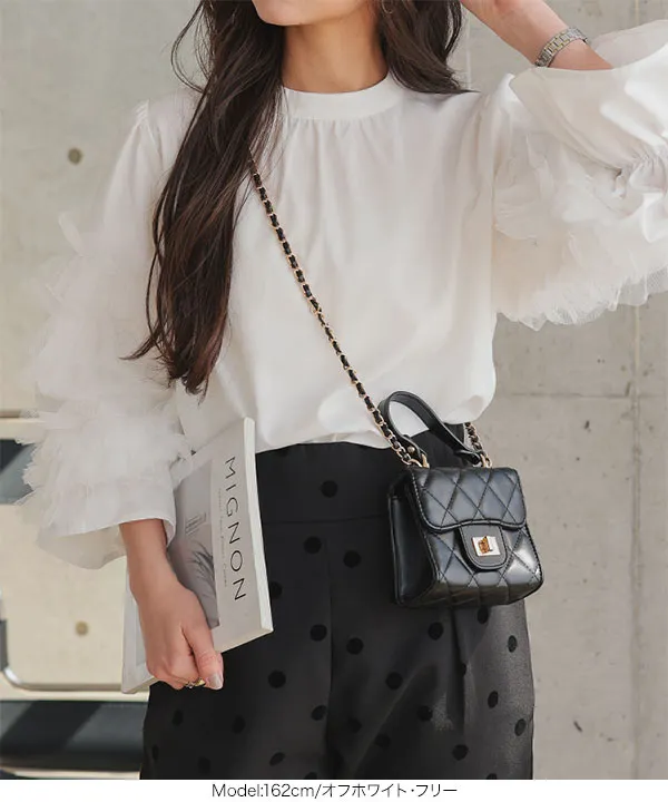 ティアードスリーブモックネックブラウス [C7437] - レディース