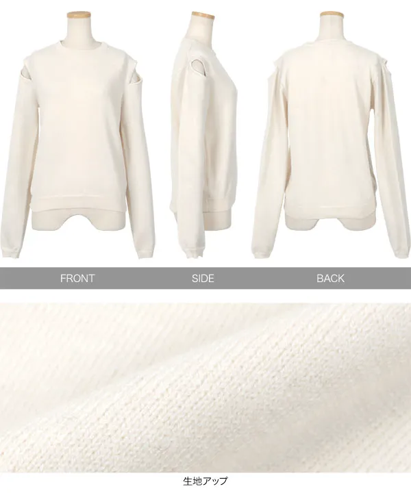 roku  ショルダースリットトップス M0691 ショルダースリットVネックTシャツ(M ブルー): トップス - RNA