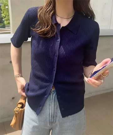 5分袖ポロニット [C7467]