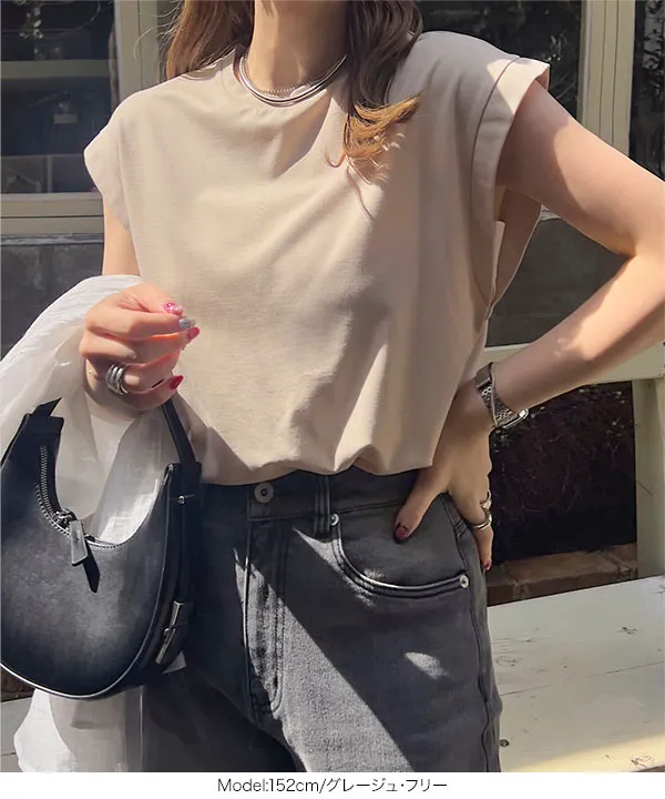 シルケットライクフレンチスリーブポンチトップス [C7468