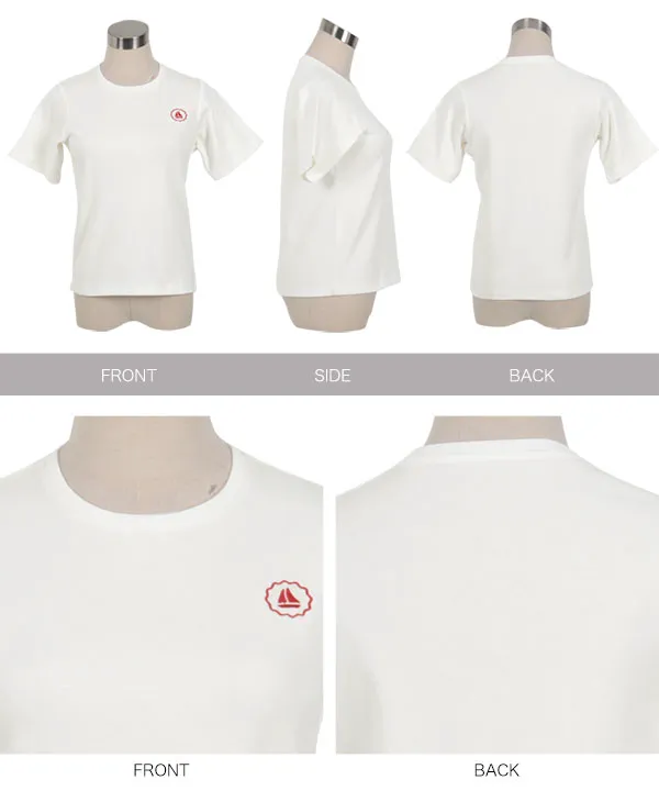 [ 選べる3サイズ ] ポイントロゴ刺しゅうコットンTシャツ [C7469]