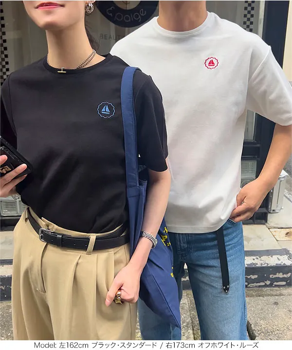 [ 選べる3サイズ ] ポイントロゴ刺しゅうコットンTシャツ [C7469]