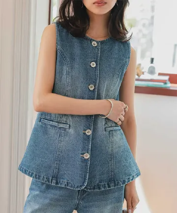 デニムフレアベスト [C7472]