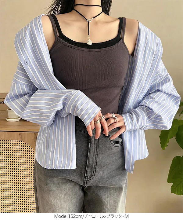 レイヤード風カップ付きキャミソール [C7475] | トップス全品送料無料