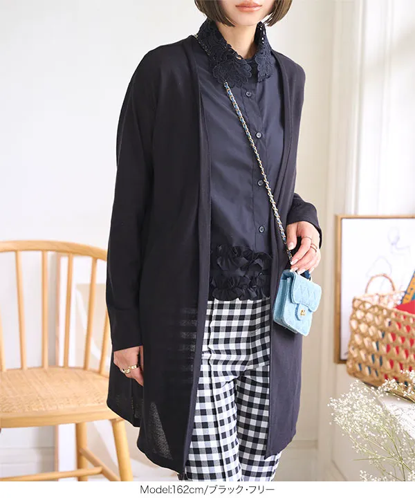 allureville 黒シアーロングカーディガン
