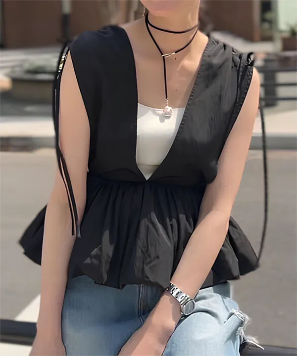 バルーンペプラムビスチェトップス [C7501] - レディースファッション