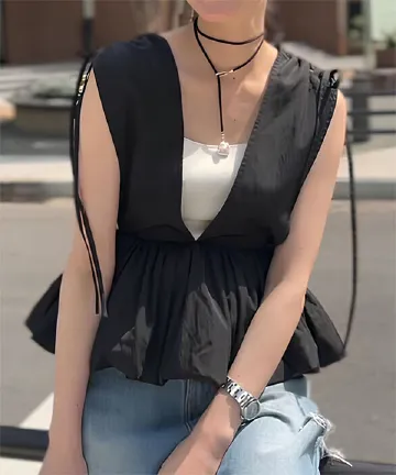 バルーンペプラムビスチェトップス [C7501]