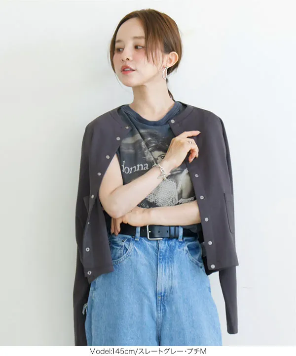 [ 田中亜希子さんコラボ ]選べるサイズ 多ボタンジャージーカーディガン [C7505]