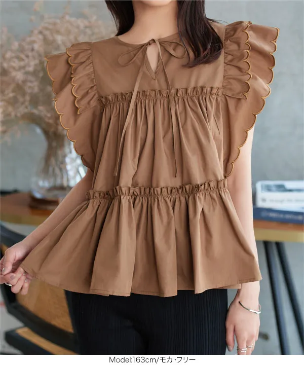 2wayエンジェルスリーブフレアブラウス [C7512] - レディース