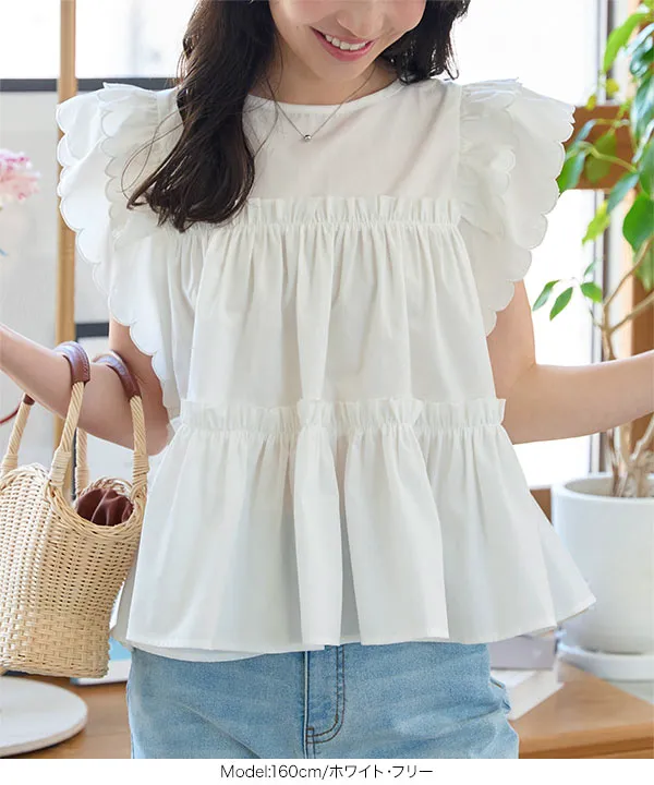 2wayエンジェルスリーブフレアブラウス [C7512] - レディース