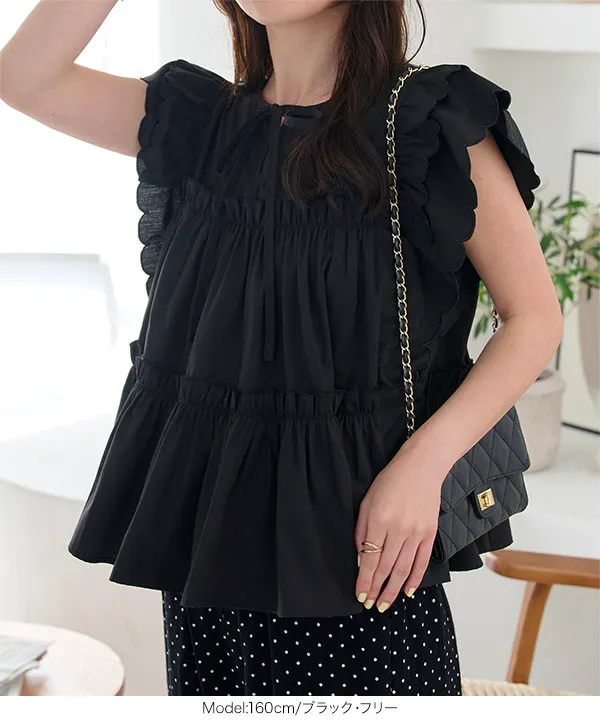 2wayエンジェルスリーブフレアブラウス [C7512] - レディース