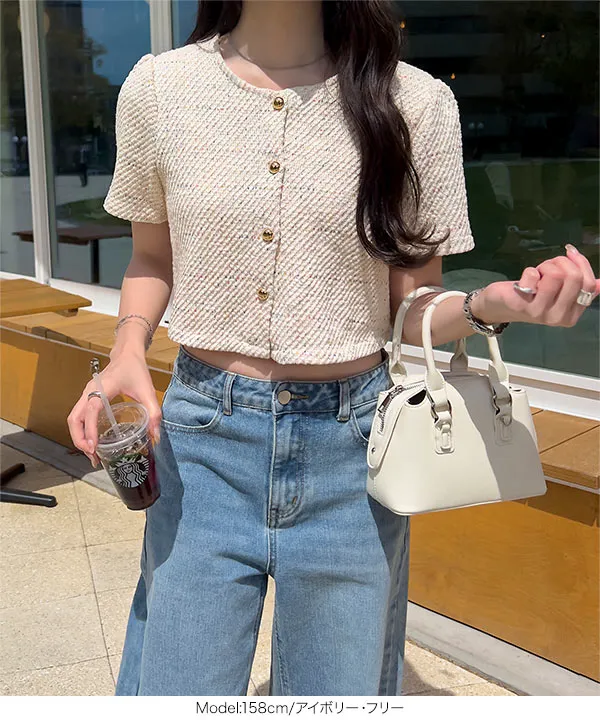 ツイード半袖ジャケット [C7515] - レディースファッション通販 神戸