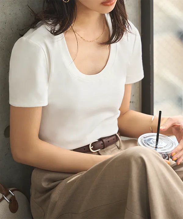 深UネックTシャツ [C7518] - レディースファッション通販 神戸