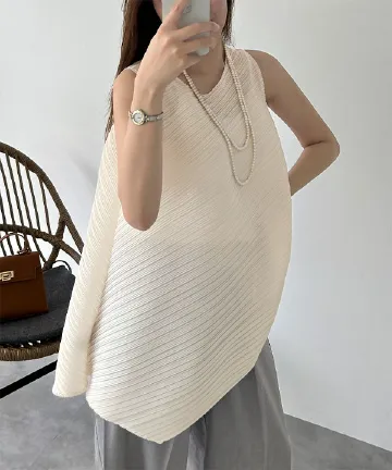 アシンメトリー シアープリーツAラインブラウス [C7522]