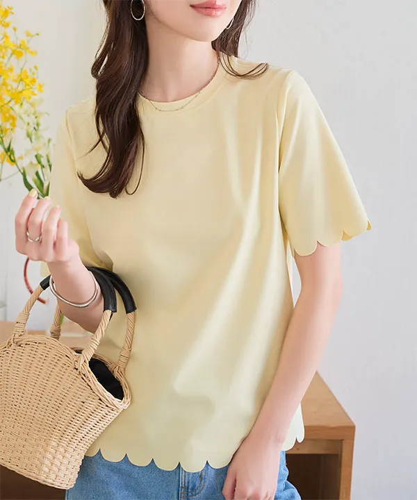 スカラップTシャツ [C7539] - レディースファッション通販 神戸レタス