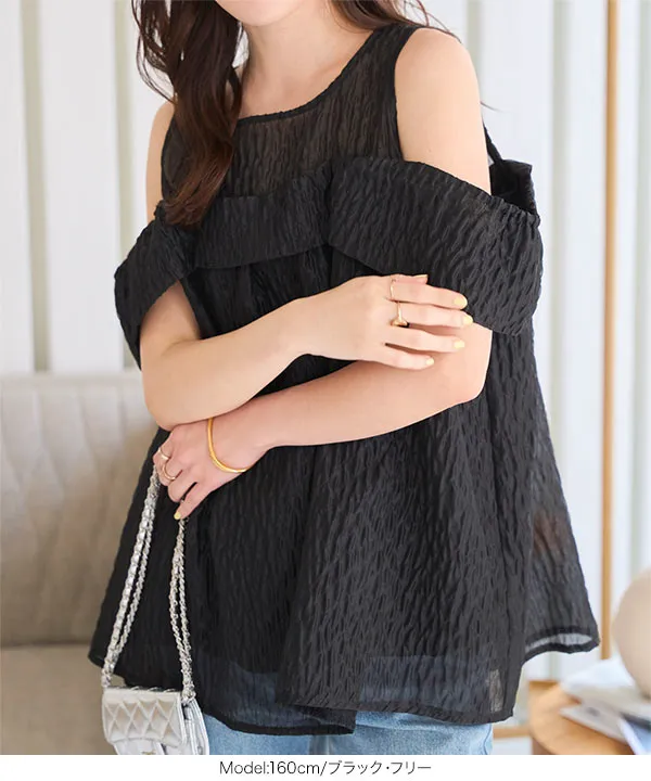 トップス liten Sheer Scalpture Tops black トップス liten Sheer Scalpture Tops black トップス liten Sheer