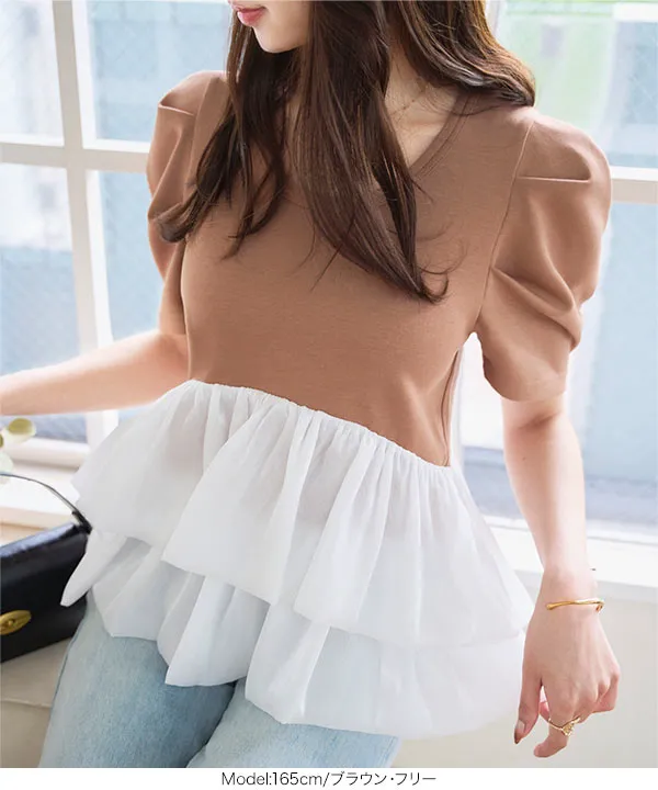 バルーンフリルパワショルポンチTシャツ [C7548]