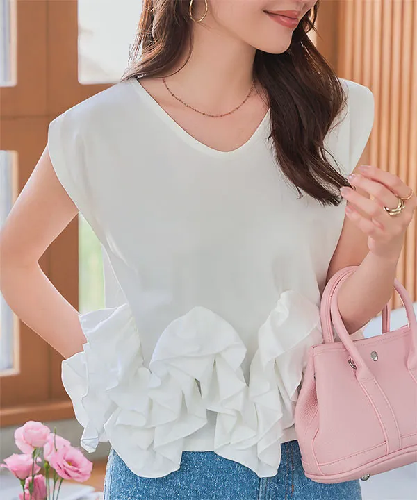 フリルヘムカットソートップス [C7559] - レディースファッション通販