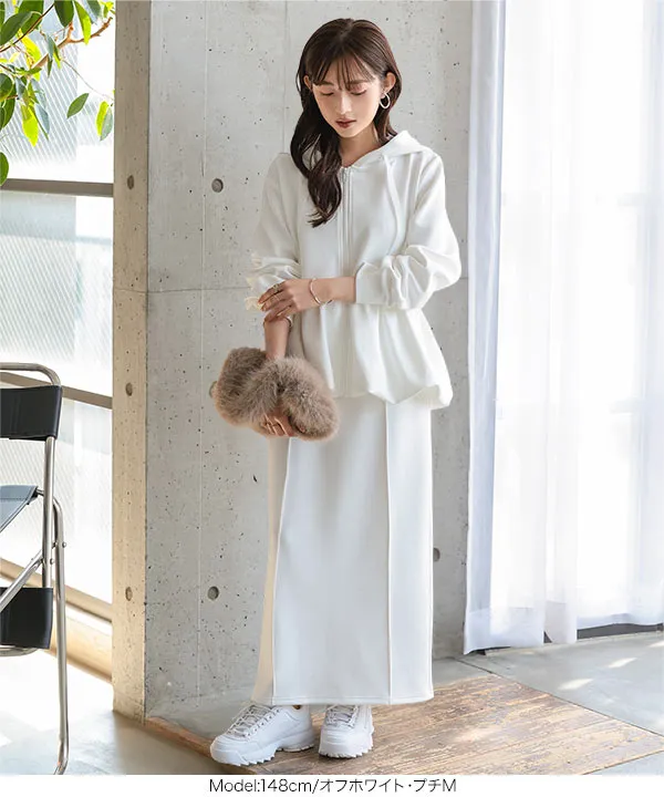 【ぴあらん】Repetto グレー パーカー＆ガウチョパンツ Petitle / プチレ ] ダイバー裾バルーンパーカー [C7565]| 大