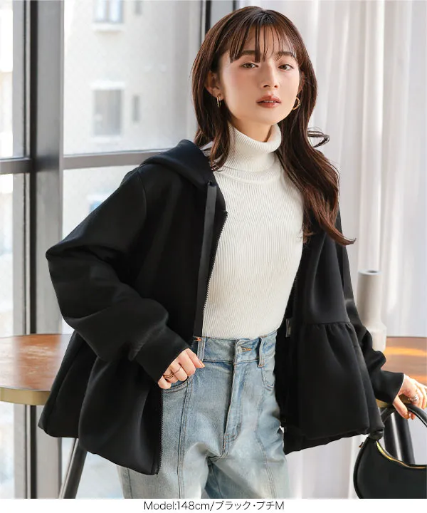 Petitle / プチレ ] ダイバー裾バルーンパーカー [C7565]| 大好評