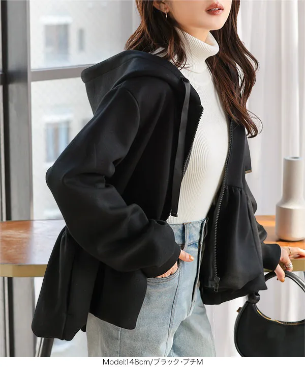 Petitle / プチレ ] ダイバー裾バルーンパーカー [C7565]| 大好評