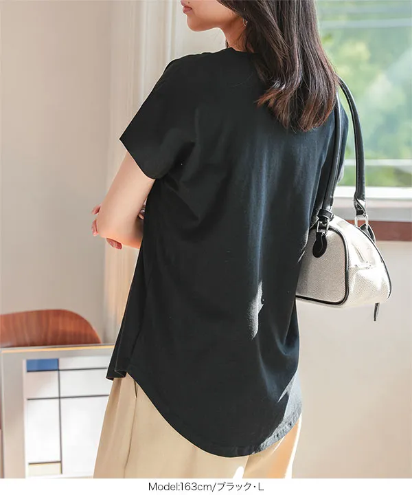 M L XL 汗じみ防止＆UVカット ] ポケット付きVネックTシャツ