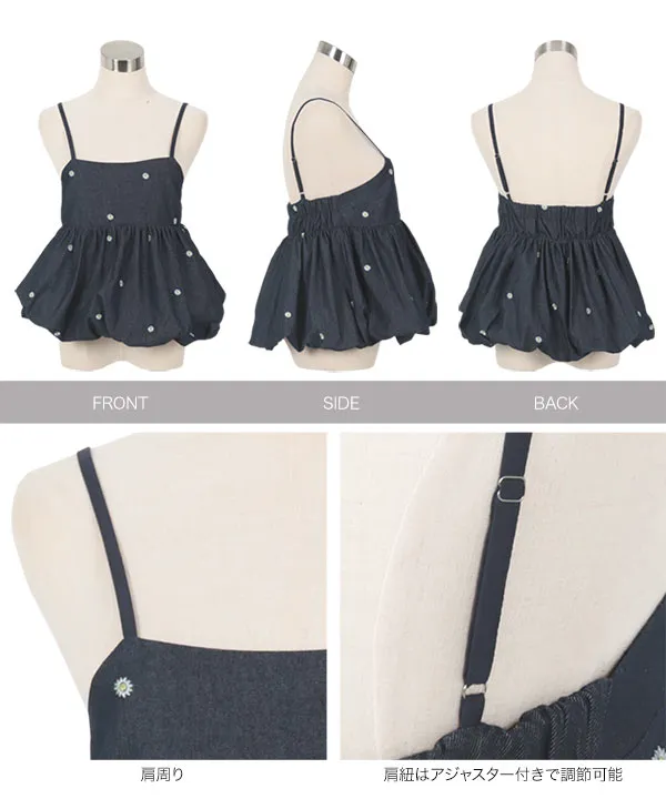 刺繍デニムバルーンキャミトップス [C7583] | トップス全品送料無料！6