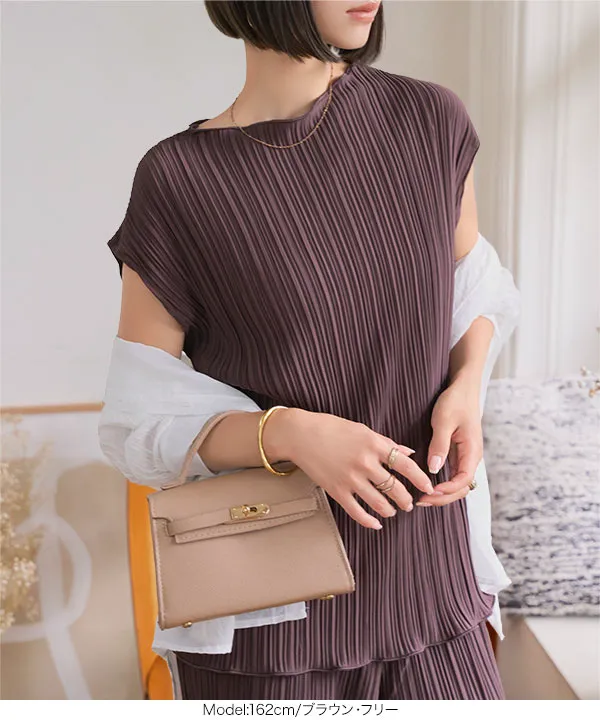 プリーツチュニックトップス [C7592] - レディースファッション通販