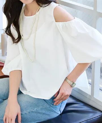 オープンショルダーブラウス [C7593]