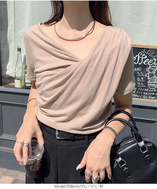 つつむ ナチュラリスタ ドレープカットソー●チャコール コンパクトドレープカットソー | NATURAL BEAUTY BASIC（ナチュラル