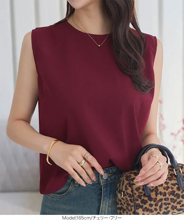 バックボタンノースリーブトップス [C7601]| SALE！