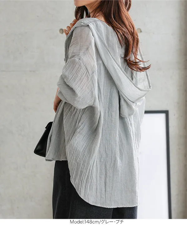 Petitle / プチレ ] シアーガーゼロングシャツパーカー [C7607