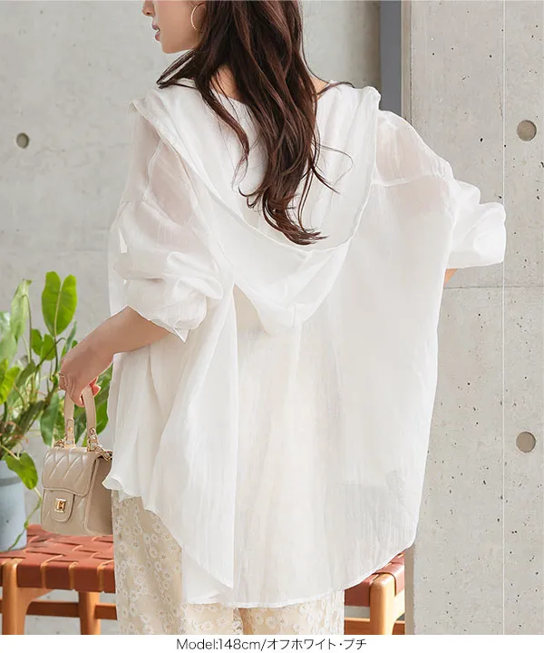 Petitle / プチレ ] シアーガーゼロングシャツパーカー [C7607