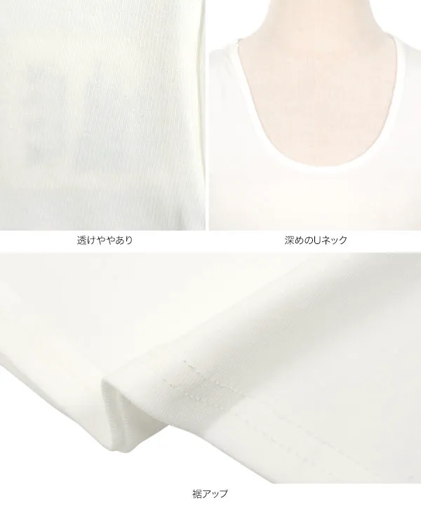 深Uネック半袖シンプルTシャツ [C7609] - レディースファッション通販
