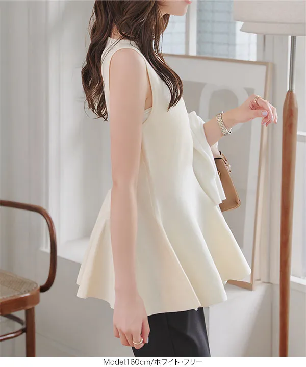 ペプラムノースリーブサマーニット [C7612] | トップス全品送料無料